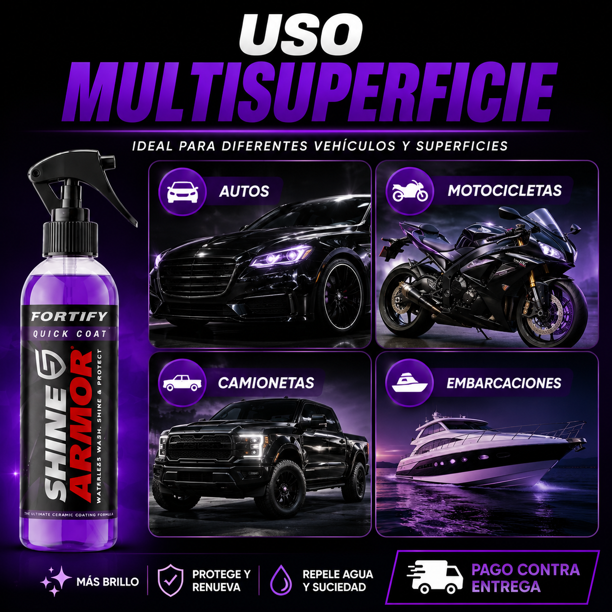 <strong>🔥 OFERTA 3X1 HOY</strong><br><br>🛡️ Protección Cerámica 3 en 1<br><br>🎁 Limpiador de Vidrios GRATIS<br><br>📘 Guía Digital GRATIS<br><br>🚚 Envío Prioritario GRATIS<br><br>💵 Pago contra entrega