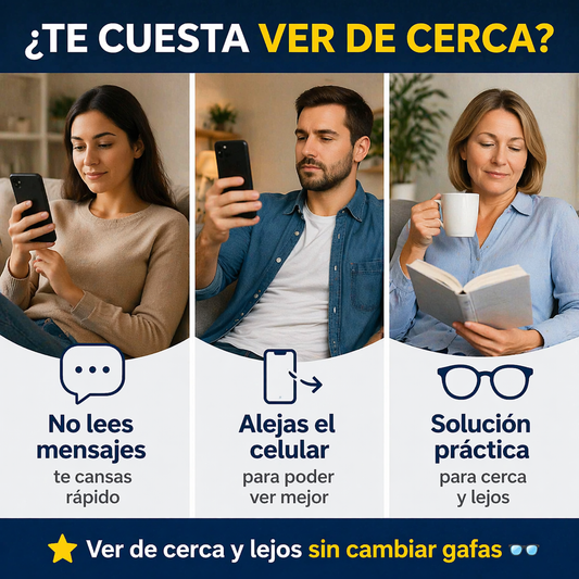 ¿Te cuesta ver de cerca?<br> Esto te va a ayudar 👇<br><br> 👓 Ver de cerca y de lejos sin cambiar de gafas<br> 📱 Ideal para celular, lectura y uso diario<br> 🚚 Recibe en casa y paga al entregar