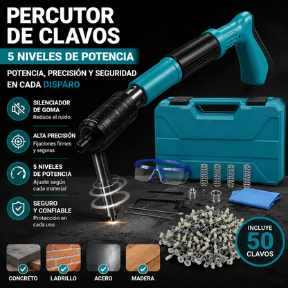 Pistola Remachadora de Clavos + Estuche con Guantes+Gafas Protectoras+Clavos Regalo 🎁