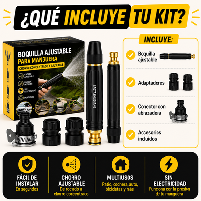 💦 <strong>Boquilla de Alta Presión</strong><br><br>  🚿 Limpieza rápida con chorro ajustable.<br><br>  🏡 Ideal para patio, cochera, auto y pisos.<br><br>  💳 Paga hasta recibir tu pedido.
